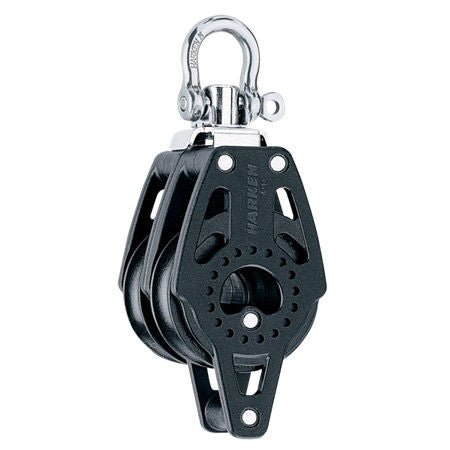 Harken 40mm Carbo Block, 2-scheibig, mit Wirbel und Hundsfott